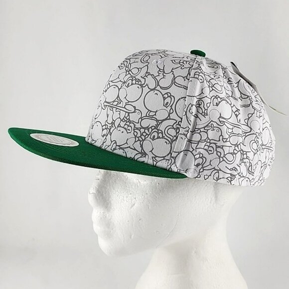 Nintendo Super Mario Yoshi Snapback Adjustable Hat Cap Green White OS Fits Most - Picture 12 of 16